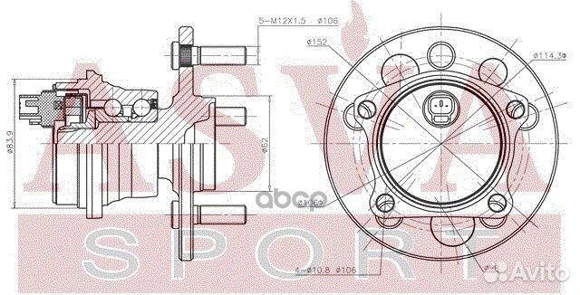 Ступица задняя с датчиком абс asva tywh-IPS10R