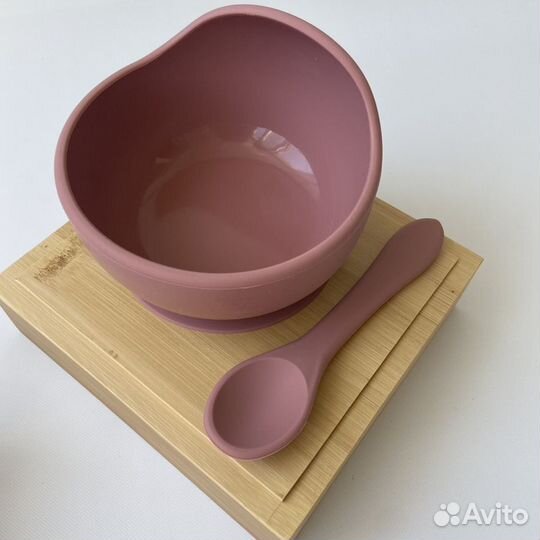 Силиконовая тарелка с ложкой