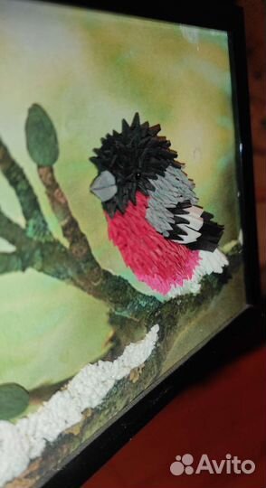 Новогодний подарок картина Снегирь ручная работа
