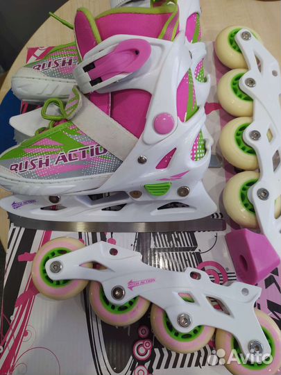 Коньки 3 в 1 фигурные, роликовые р. 29-32