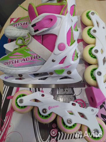 Коньки 3 в 1 фигурные, роликовые р. 29-32