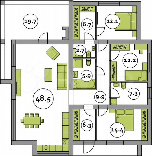 Дом 164 м² на участке 6 сот.