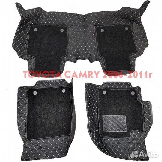 Коврики из эко-кожи + ковролин 5D Camry 2006-2011г