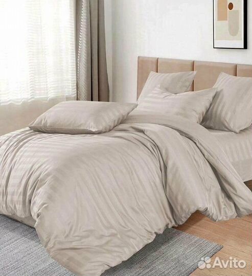 Евро комплект постельного белья страйп-сатин Winni