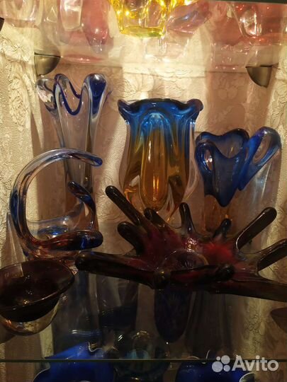 Ваза цветное стекло чехословакия