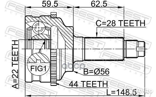 ШРУС наружный c кольцом ABS mazda 626 GF 1997-2002