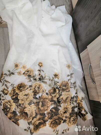 Тюль (отрез) лён-печать