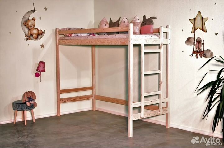 Детская кровать чердак, массив сосны. Все размеры