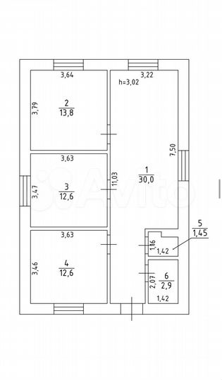 Дом 80 м² на участке 5 сот.