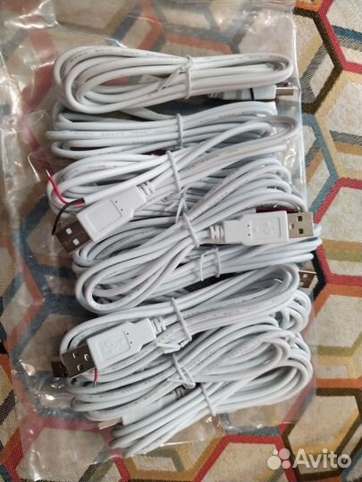 Провод USB 2pin, белый 2 метра, 10 штук