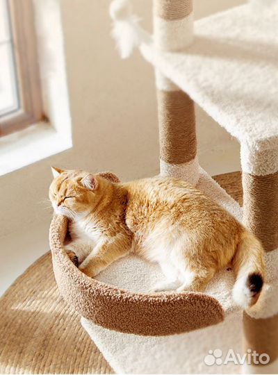 Игровой комплекс для кошек с когтеточкой и домиком