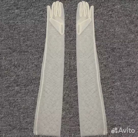 Перчатки свадебные длинные серые бежевые белые