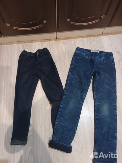 Джинсы на девочку р. 128 на флисе