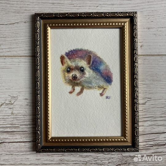 Картина акварель ежик