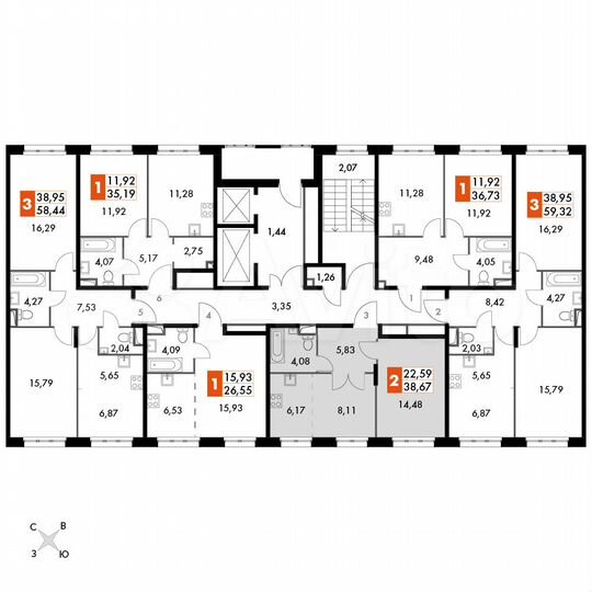 2-к. апартаменты, 38,7 м², 4/15 эт.