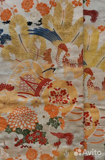 Пояс для кимоно мару-оби двусторонний шёлк парча