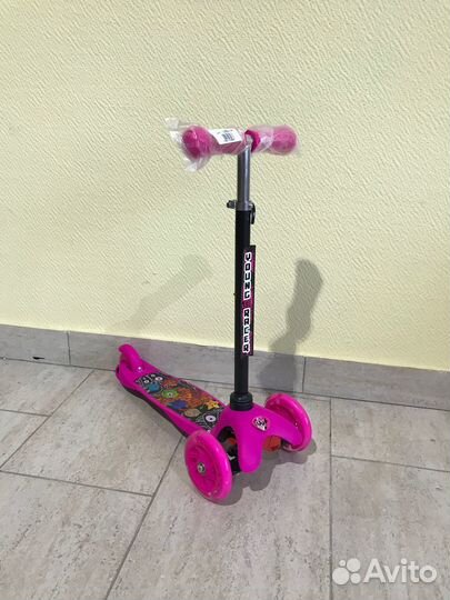 Самокат 3-х кол.118мм кикборд, young racer розовый