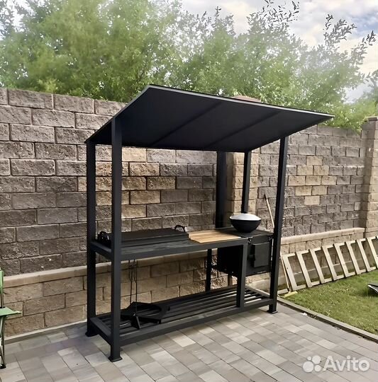 Мангал с крышей лофт
