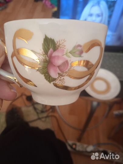 Кофейная пара костяной фарфор Дулево СССР