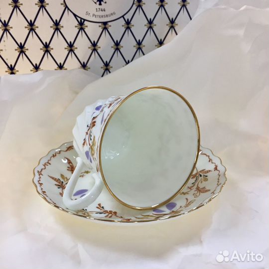 Чашка с блюдцем костяной фарфор ифз(лфз)