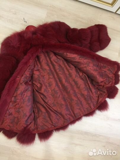 Шуба песец бордо