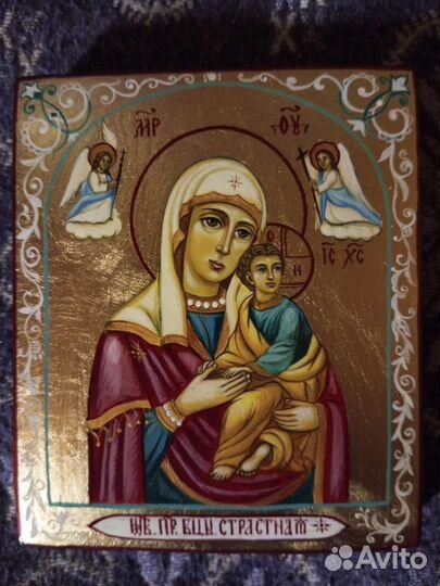 Икона старинная Пресвятая Богородица Страстная