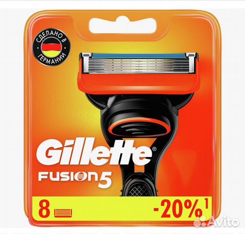 Лезвия для бритья Gillette Fusion, Германия 8 шт