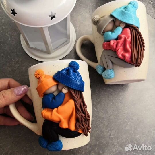 Кружка с декором из полимерной глины