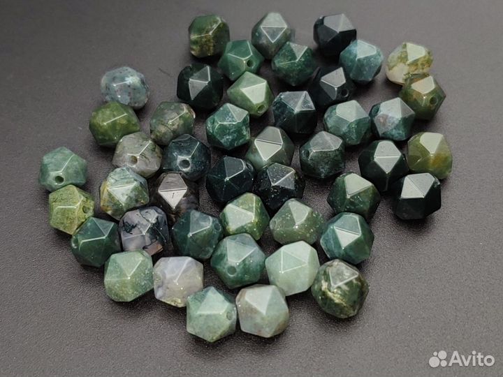 Агат моховой бусины огранка 8 мм