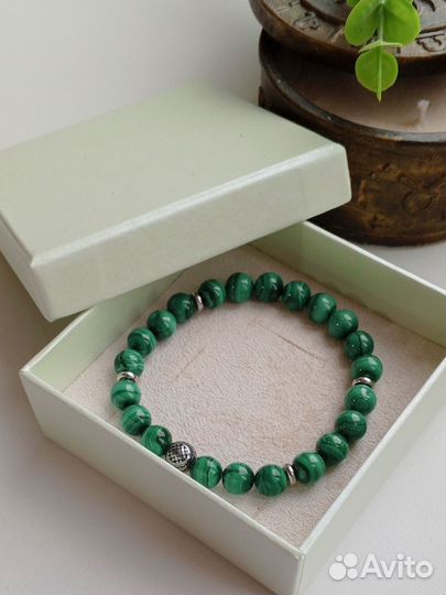 Браслет малахит натуральный