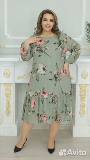 Платье шифон на большую грудь 62-64