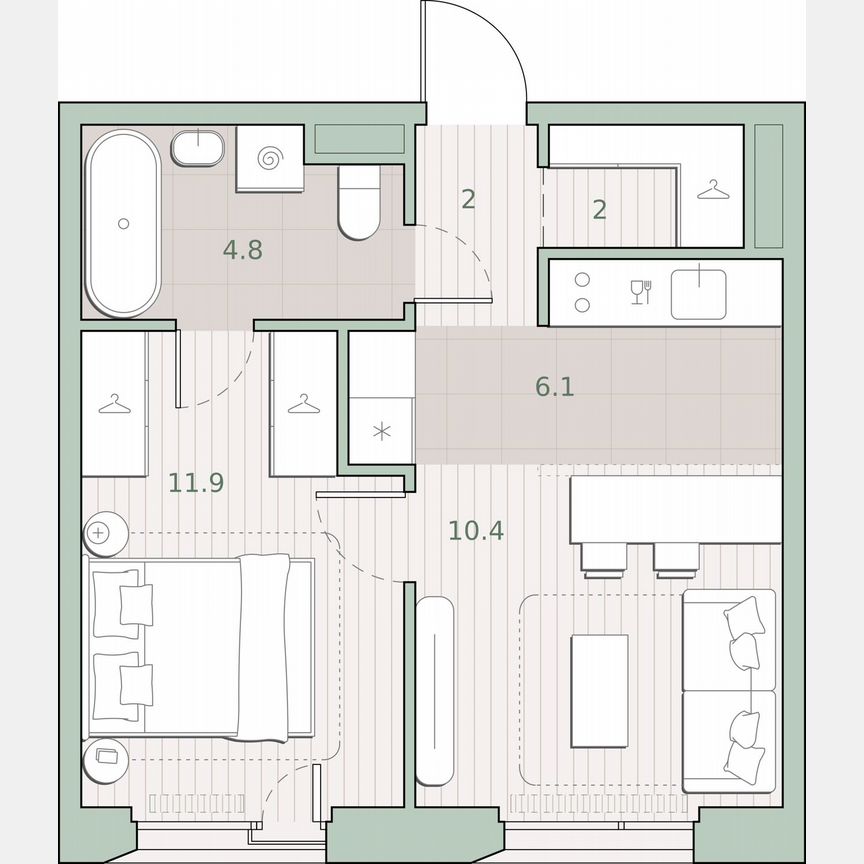 1-к. квартира, 37,2 м², 3/4 эт.