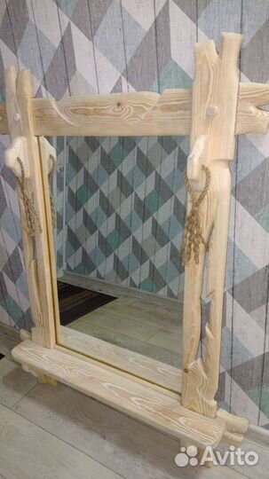 Зеркало из массива дерева ручной работы