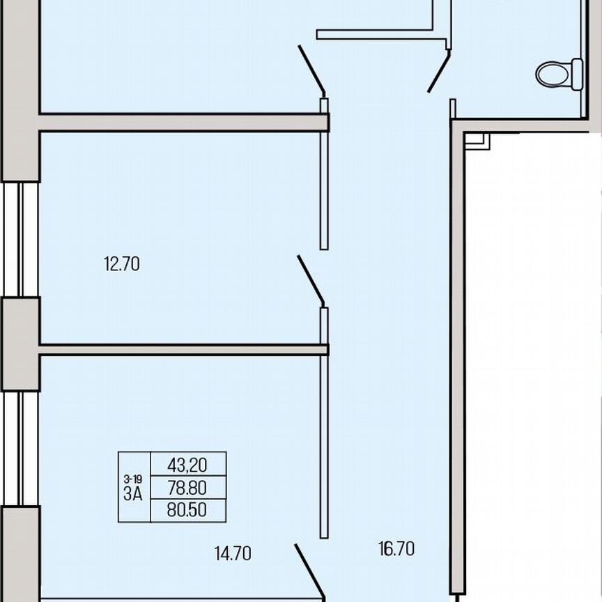 3-к. квартира, 80,5 м², 16/19 эт.