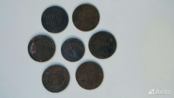 Монетовидные жетоны США коллекция 7 штук