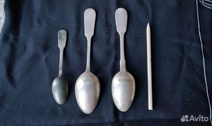 Ложки старинные (до 1917), латунные с серебрением