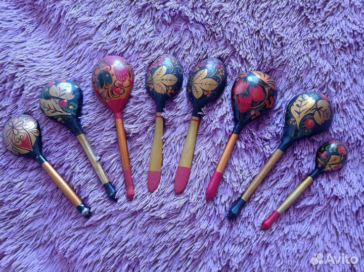 Русские деревянные ложки хохлома расписные