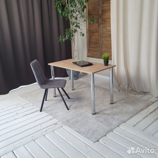 Компьютерный стол Дуб 120*60 см. Хром ножки