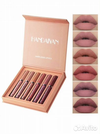 Набор помад для губ, жидкая матовая, 6шт, Handaiya