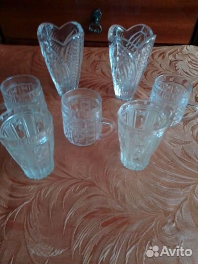 Вазы, стаканы, кружки, хрустальные