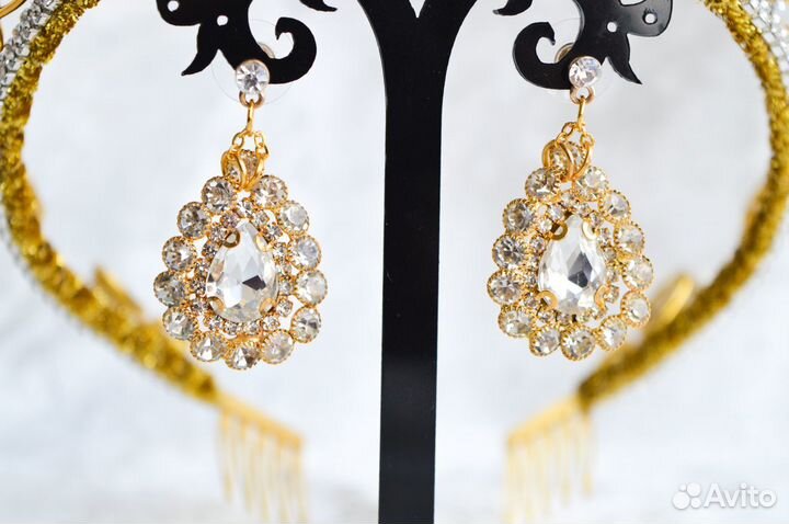 Свадебная Корона Диадема с серьгами