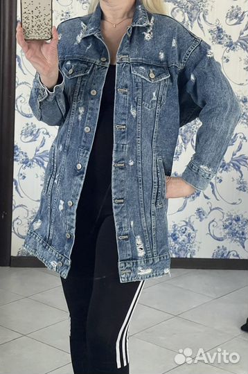 Джинсовая куртка женская удлиненная Zara