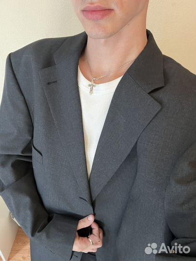 Пиджак винтажный серый