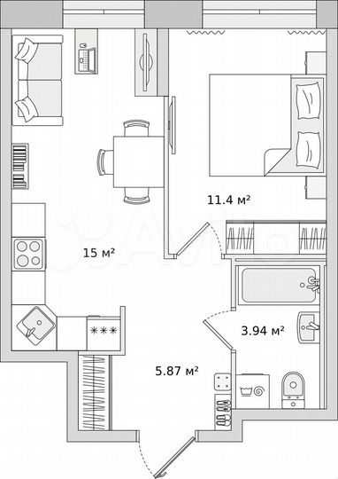 1-к. квартира, 36,8 м², 4/23 эт.