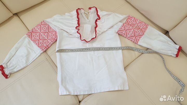 Русская народная рубашка детская + лапти вязанные