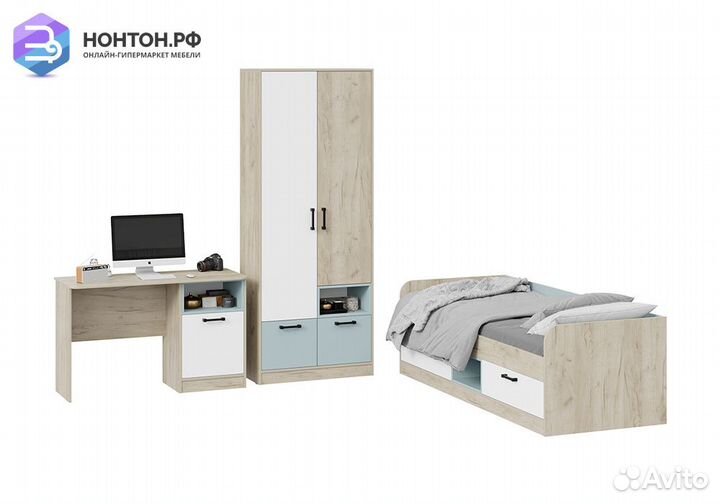 Спальня Оливер №3 дуб крафт серый / белый / серо-г