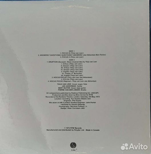 Виниловая пластинка Focus Live AT The Rainbow