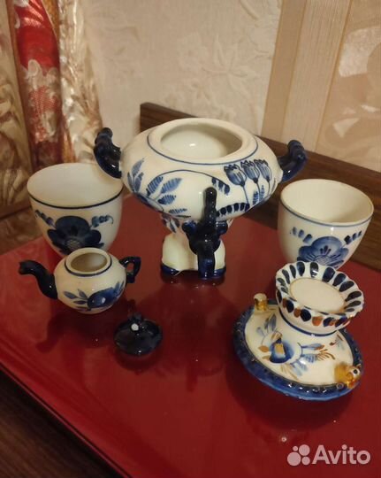 Гжель мини самовар с чайником