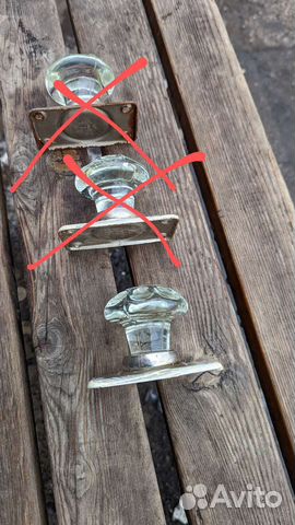 Советская дверная ручка стеклянная белая, 1шт