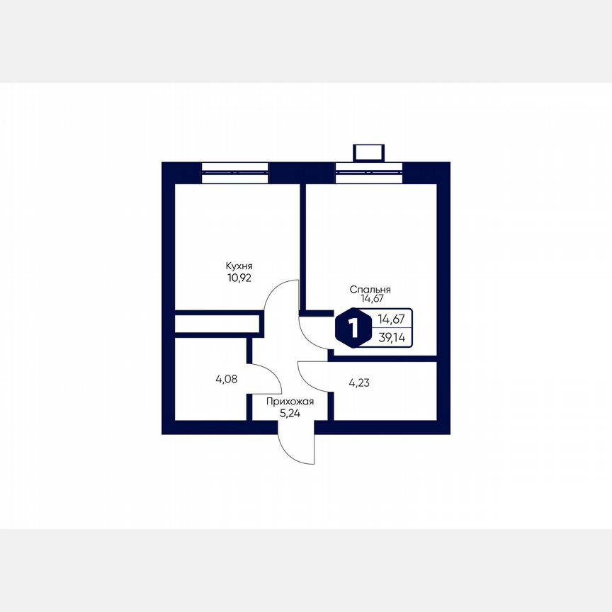1-к. квартира, 39,1 м², 1/5 эт.